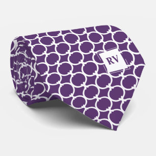 Lila geometrisch Mit Monogramm Krawatte