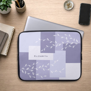 Lila geometrische botanische Laptop-Hülle Laptopschutzhülle