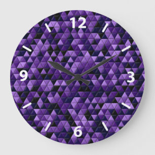 Lila geometrische Fliesen Große Wanduhr