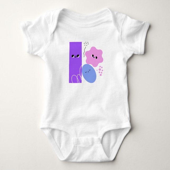 Lila geometrische Formen Baby Strampler (Vorderseite)