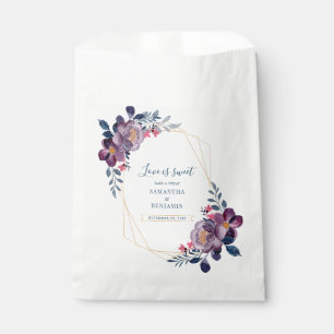 Lila geometrische Hochzeit mit Floral Geschenktütchen