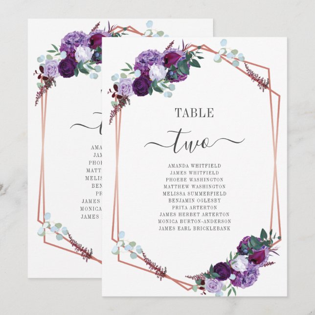 Lila geometrische Hochzeitsskala Einladung (Vorne/Hinten)
