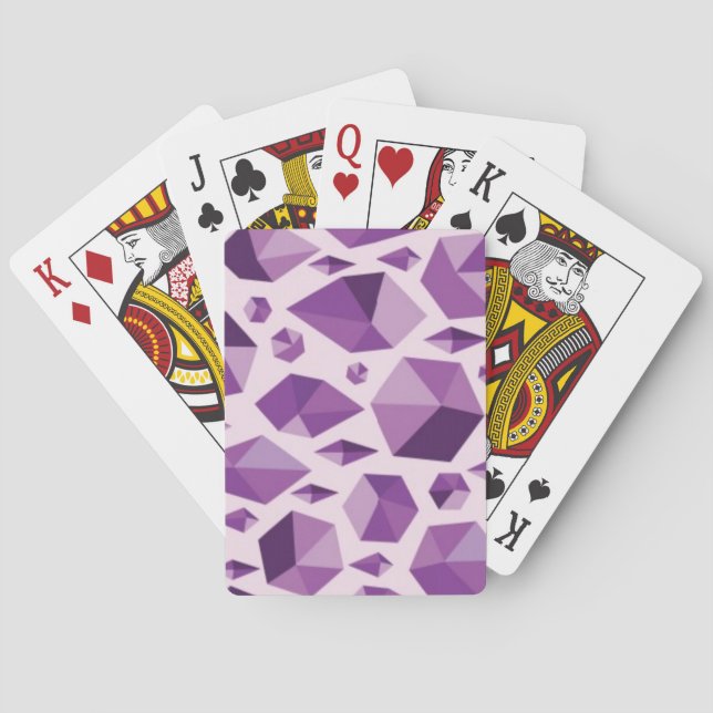 Lila geometrische Juwelenformen Spielkarten (Rückseite)