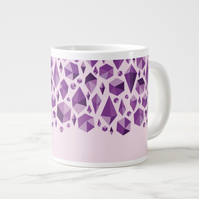 Lila geometrische Juwelformen Jumbo-Tasse (Vorderseite Rechts)