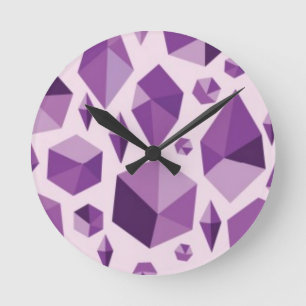 Lila geometrische Juwelformen Runde Wanduhr