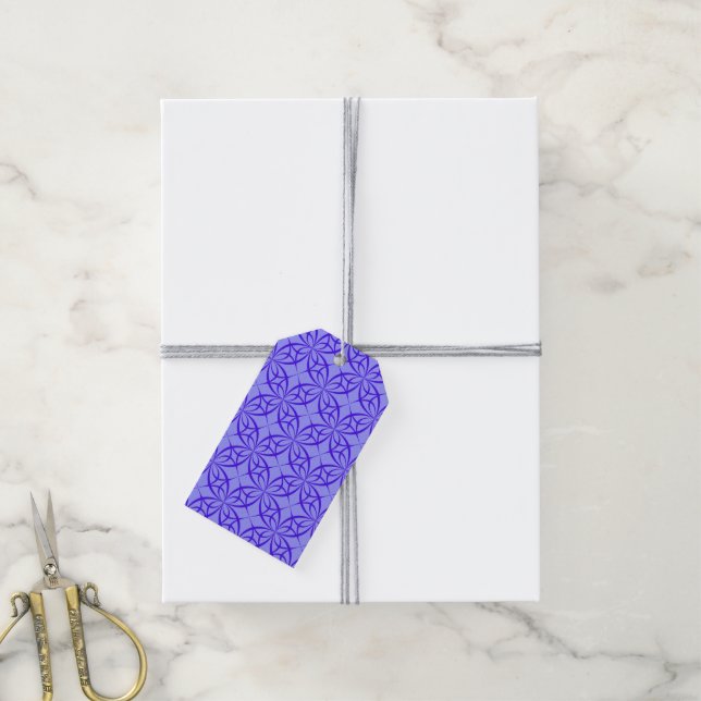 Lila geometrische Kreise Geschenkanhänger (Mit Garn)