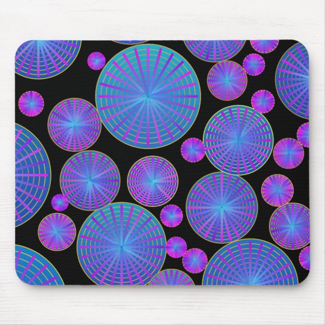 Lila geometrische Kreise und Radmuster Mousepad (Vorne)