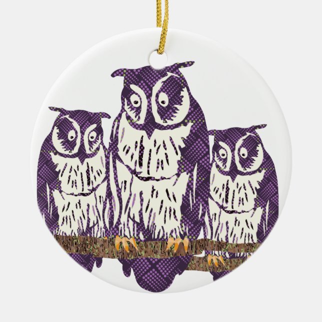 Lila geometrische Schälfamilie Keramikornament (Vorne)