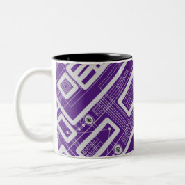 Lila geometrische Schalttafel Zweifarbige Tasse