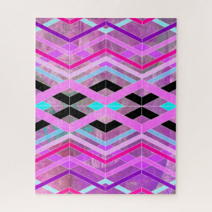 Lila geometrische Streifen in Rosa und Aqua