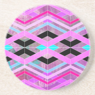 Lila geometrische Streifen in Rosa und Aqua Getränkeuntersetzer