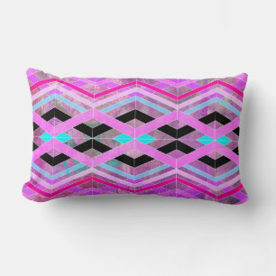 Lila geometrische Streifen in Rosa und Aqua Lendenkissen