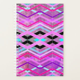 Lila geometrische Streifen in Rosa und Aqua Planer