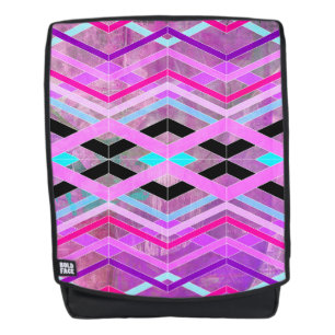 Lila geometrische Streifen in Rosa und Aqua Rucksack