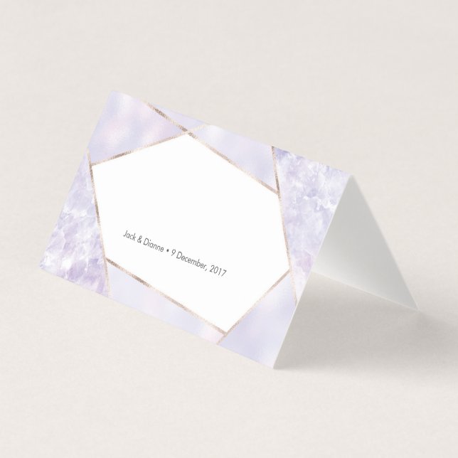 Lila geometrische Zeltkarten | Hochzeiten von Plat (Vorderseite)