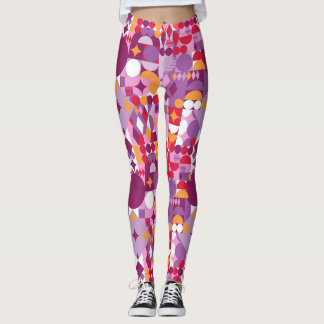 Lila geometrisches Avantgarde-Design Leggings