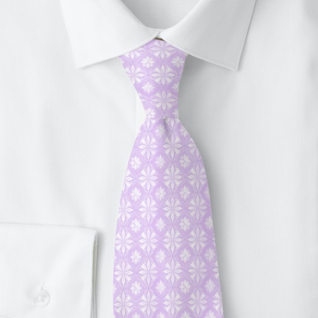 Lila geometrisches Blumenmuster Krawatte (Von Creator hochgeladen)