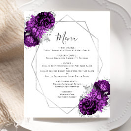 Lila, geometrisches Hochzeitsmenü mit Floral Silve