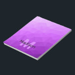 Lila geometrisches Maschenmuster Monogram Notizblock<br><div class="desc">Monogram Personalisieren Sie Ihr Notebook-Büromaterial mit Ihrem individuellen Vor- und Namen. Dreieck geometrisches Mesh mit hellen dunklen lila ombre Farbverlauf.</div>
