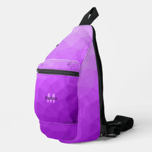 Lila geometrisches Maschenmuster Monogramm Crossbody Bag