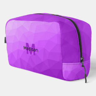 Lila geometrisches Maschenmuster Monogramm Waschbeutel