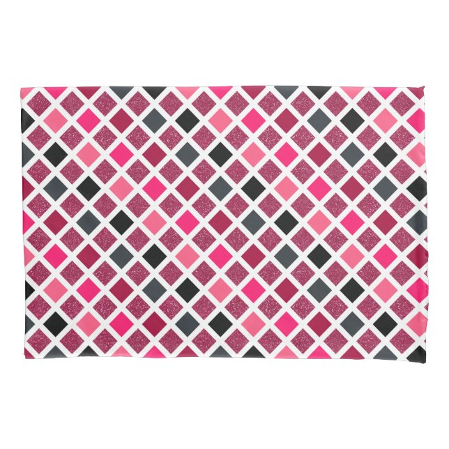 Lila geometrisches Muster in rosa Kissenbezug (Vorderseite)