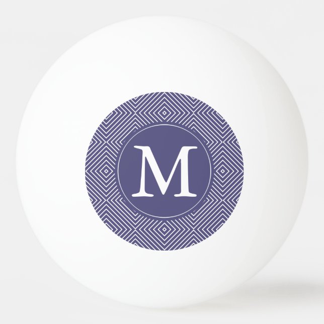 Lila geometrisches Quadrat-Monogramm Tischtennisball (Vorderseite)
