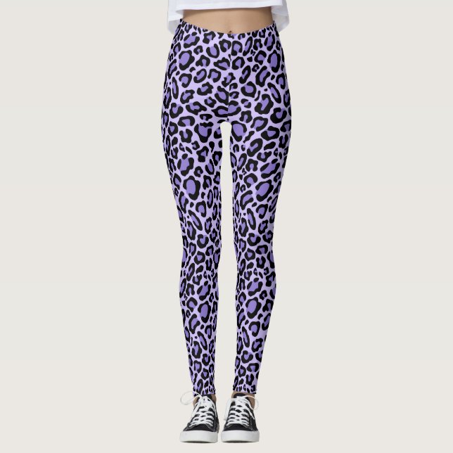 Lila Gepunktete Leopard-Leggings Leggings (Vorderseite)