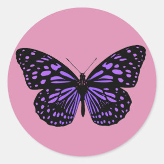 Lila Gepunkteter Schmetterling Runder Aufkleber