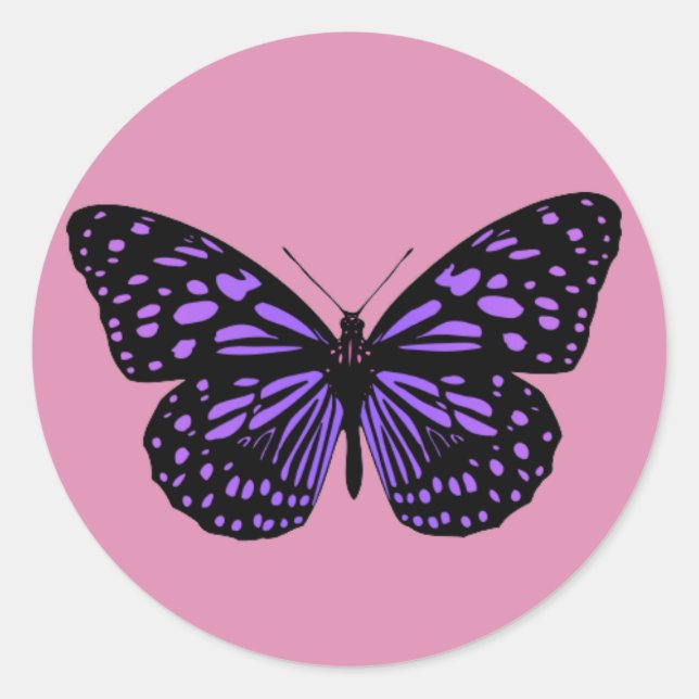 Lila Gepunkteter Schmetterling Runder Aufkleber (Vorderseite)