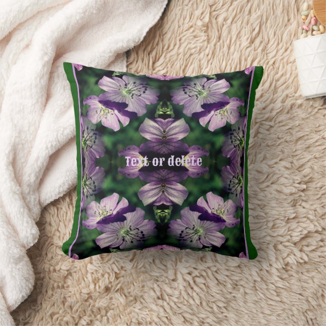 Lila Geranium Blume Art multipliziert Personalisie Kissen (Decke)