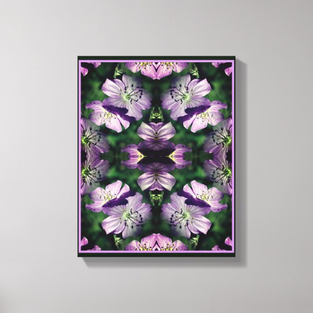 Lila Geranium-Blume multipliziert Abstrakt Leinwanddruck (Vorderseite)