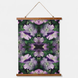 Lila Geranium-Blume multipliziert Abstrakt Wandteppich Mit Holzrahmen
