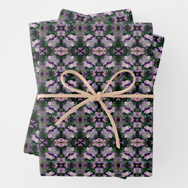 Lila Geranium-Blume multipliziert Personalisiert Geschenkpapier Set (Beispiel)