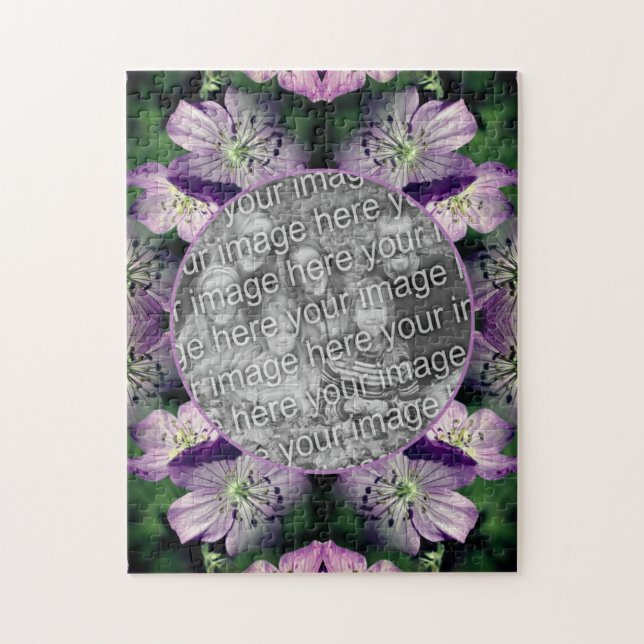 Lila Geranium Blume Rahmen hinzufügen Ihr Foto (Vertikal)