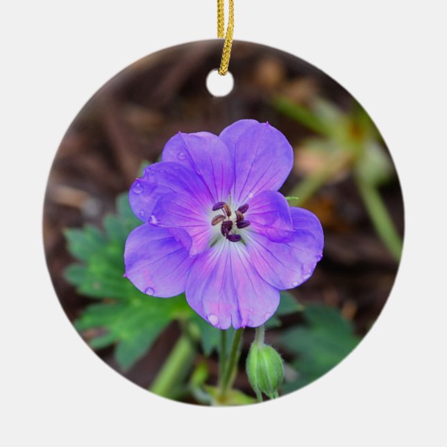 Lila Geranumkreis Keramik Ornament (Vorne)