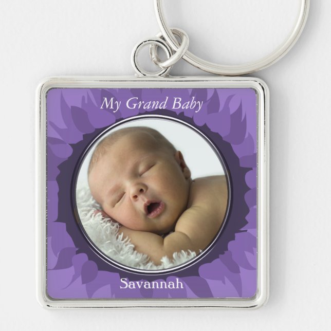 Lila Gerber Daisy Baby Foto Key Chain Schlüsselanhänger (Vorne)