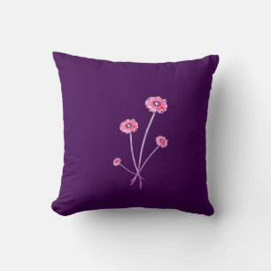 Lila Gerbera Blume Bouquet Cushion Kissen