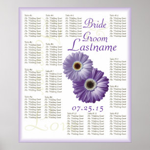 Lila Gerbera Daisy Wedding Guest Seating Chart Poster