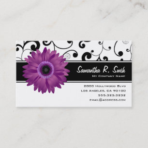 Lila Gerbera-Gänseblümchen-schwarze u. weiße Ro Visitenkarte