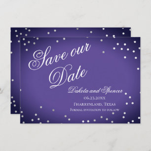 Lila Gerettet Datum Chic Violet Silver Confetti Save The Date