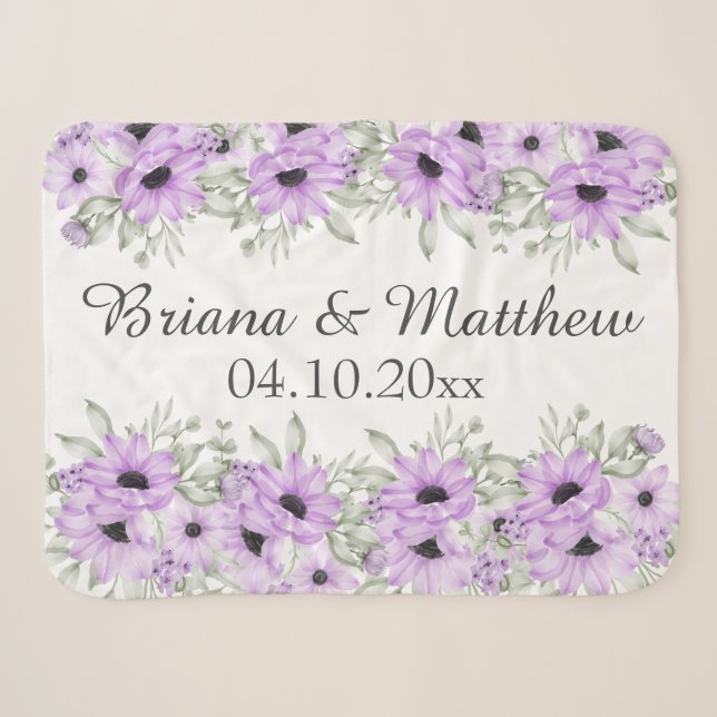 Lila Geschenk für florales Brautparty Sherpadecke (Vorderseite (Horizontal))