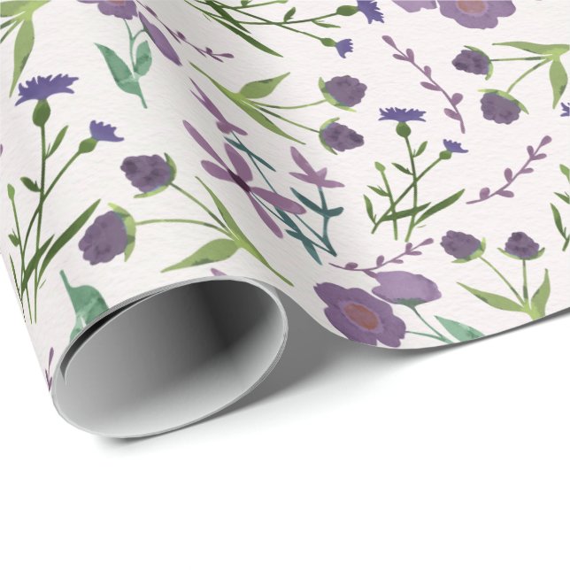 Lila Geschenk für Grüne Flora Geschenkpapier (Rolleneckpunkt)