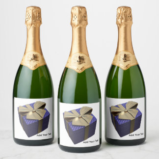 Lila Geschenkbox Champagner Etikett
