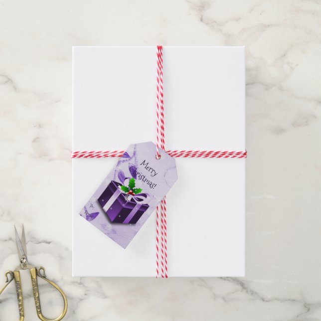 Lila Geschenkboxen Geschenkanhänger (Mit Garn)