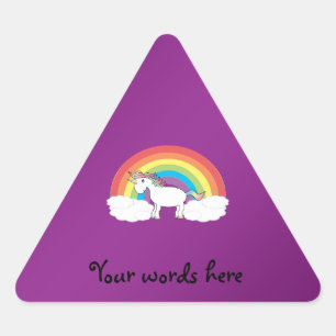 Lila Geschenke mit Regenbogen Dreieckiger Aufkleber