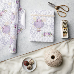 Lila Geschenkpapier, Babydusche Geschenkpapier