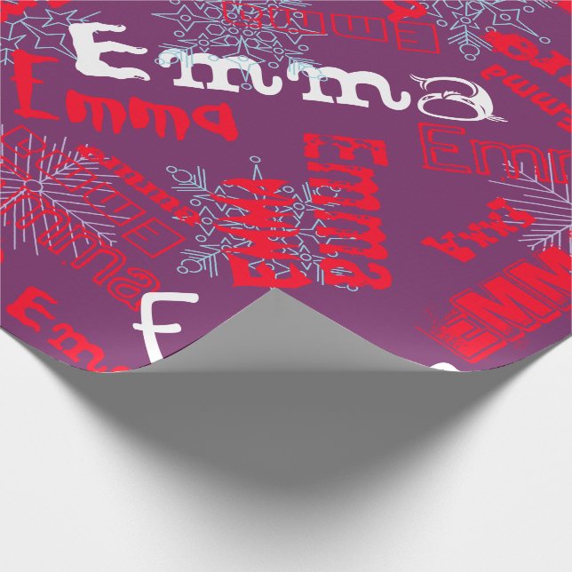 Lila Geschenkwrap Personalisiert, Schneeflocken Geschenkpapier (Ecke)