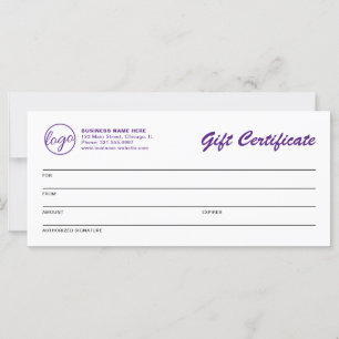 Lila Geschenkzertifikat für moderne Logos