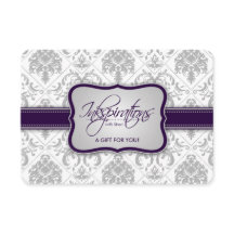 Lila Geschenkzertifikat "Grau Damask" und "Eggplan